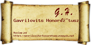 Gavrilovits Honorátusz névjegykártya